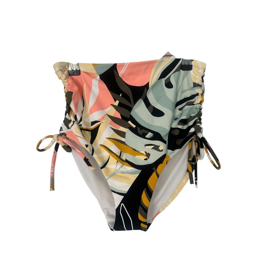 NWT CALIA Women's High Waisted Ruched Side Tie Swim Bottoms Size XS
